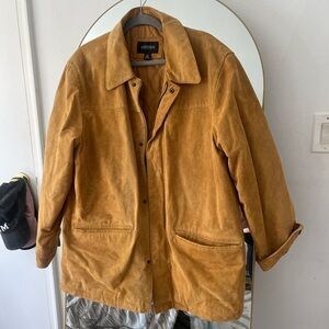 Vintage Aberdeen 100% Genuine Leather Suede Coat Camel Tan Color Size La…